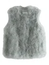 Yves Salomon Feather-texture Sleeveless Top In Gray