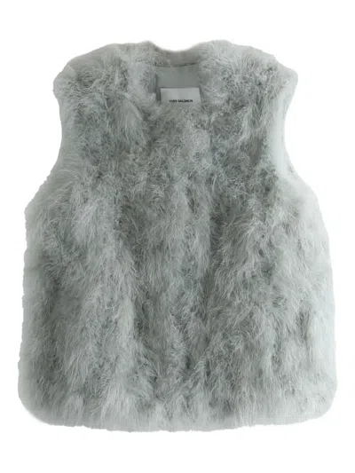 YVES SALOMON FEATHER-TEXTURE SLEEVELESS TOP