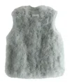 Yves Salomon Feather Vest In Gray