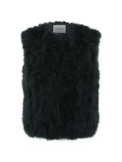 Yves Salomon Feather-embellished Gilet In Black