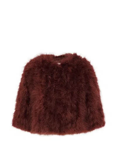 Yves Salomon Feather-embellished Jacket In Brown