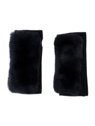 Pre-owned Yves Salomon Fingerless Gloves In Blue