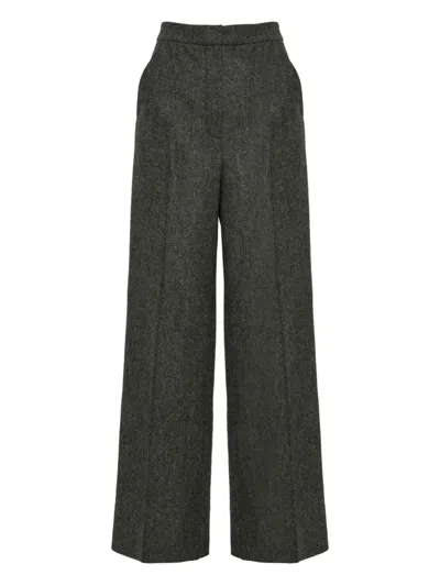 Yves Salomon Flannel Tailored Trousers In Gray