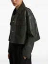 Yves Salomon Flap-pocket Leather Jacket In Green