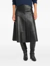 Yves Salomon Flared Leather Midi Skirt In Black