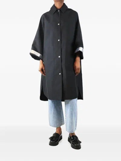 Pre-owned Yves Salomon Flared-sleeve Raincoat In Black