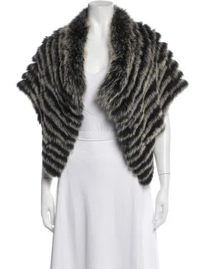 Pre-owned Yves Salomon Fox Animal Print Fur Jacket In White