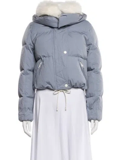 Pre-owned Yves Salomon Fox Down Jacket W/ Tags In Blue