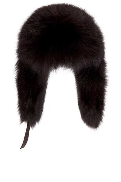 Yves Salomon Waterproof Windproof Storm System Ushanka Hat With Flannel And Fox Fur In Black