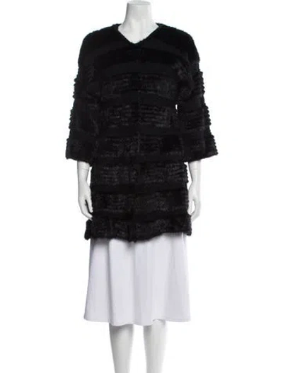 Pre-owned Yves Salomon Fox Fur Coat In Black