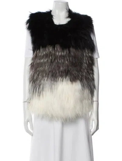 Pre-owned Yves Salomon Fox Fur Jacket In Black