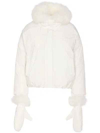 Yves Salomon Fox Fur-trimmed Goose Down Down Jacket In White