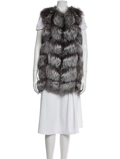 Pre-owned Yves Salomon Fox Printed Fur Jacket In Neutral
