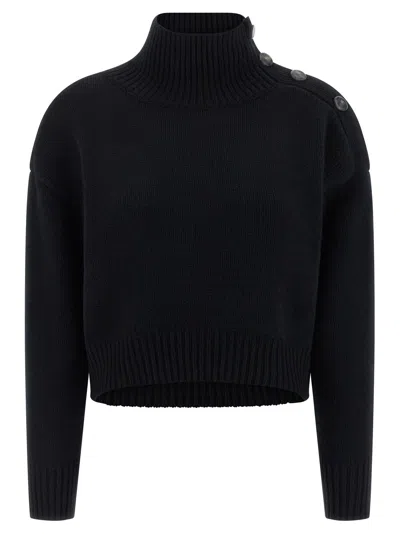 Yves Salomon Funnel-neck Sweater Sweaters And Cardigans Black In Blue