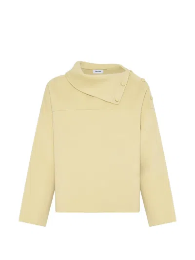 Yves Salomon Funnel-neck Button-detail Blouse In Yellow