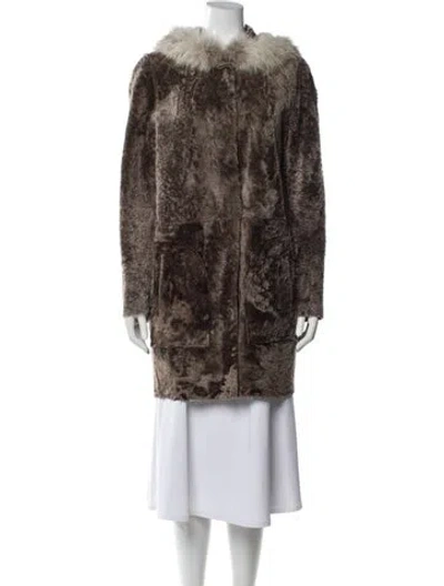 Pre-owned Yves Salomon Fur Coat In Brown