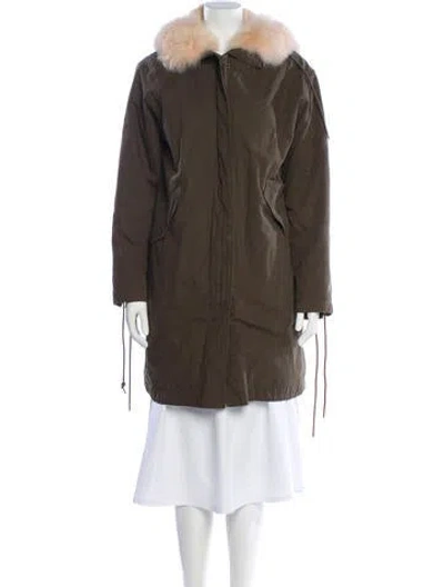 Pre-owned Yves Salomon Fur Coat In Green