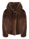 Yves Salomon Hooded Coat In Brown