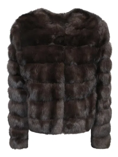 Yves Salomon Fur Coats In Brown