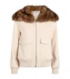 Yves Salomon Fur-collar Bomber Jacket In Beige