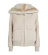 Yves Salomon Fur-collar Bomber Jacket In Beige