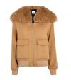 Yves Salomon Fur-collar Bomber Jacket In Beige