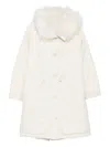 Yves Salomon Fur-collar Buttoned Jacket In White