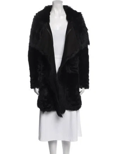 Pre-owned Yves Salomon Fur Faux Fur Coat In Black