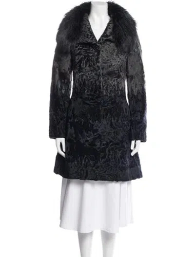 Pre-owned Yves Salomon Fur Faux Fur Coat In Gray