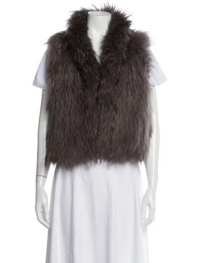 Pre-owned Yves Salomon Fur Faux Fur Jacket In Brown