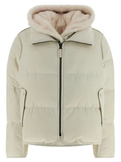 Yves Salomon Fur Insert Cropped Down Jacket Puffer Jackets White