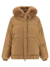 Yves Salomon Fur Insert Down Jacket Puffer Jackets Beige In Brown