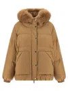 Yves Salomon Fur Insert Down Jacket Puffer Jackets Beige In Brown