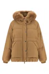 Yves Salomon Fur Insert Down Jacket Puffer Jackets Beige In Multi