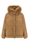 Yves Salomon Fur Insert Down Jacket Puffer Jackets Beige In Brown