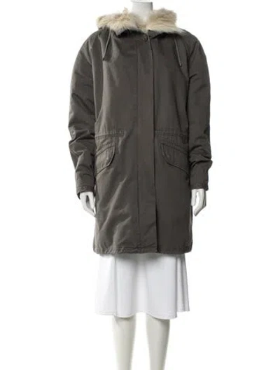 Pre-owned Yves Salomon Fur Parka In Gray