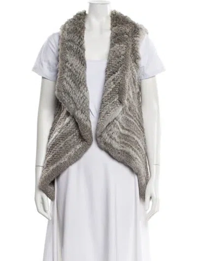 Pre-owned Yves Salomon Fur Striped Fur Jacket In Neutral