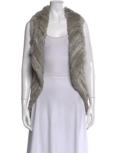 Pre-owned Yves Salomon Fur Striped Sweater In Gray