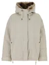 Yves Salomon Coat With Fur Trim And Hood In Neutrals