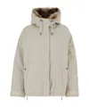 Yves Salomon Coat With Fur Trim And Hood In Nude
