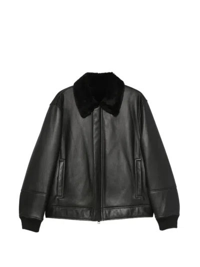 Yves Salomon Fur-collar Leather Jacket In Black