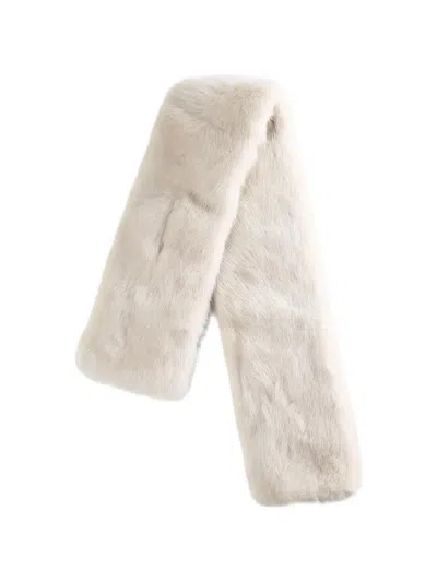 Yves Salomon Fur-texture Scarf In Neutral