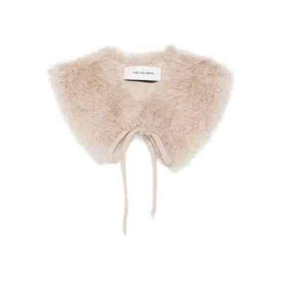Yves Salomon Fur-trim Scarf In Neutral