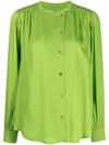Yves Salomon Gathered-detail Off-centre Blouse In Green