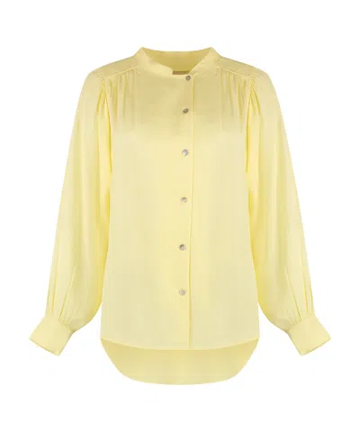 YVES SALOMON GATHERED-DETAIL OFF-CENTRE BLOUSE