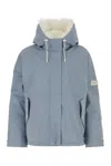 Yves Salomon Blue Logo-appliqu Jacket In Bluestoneivory