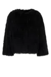 Yves Salomon Short Fur Sleeve Jacket In Noir