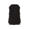 Yves Salomon Textured Lamb Hair Wool Vest With High Collar In Black
