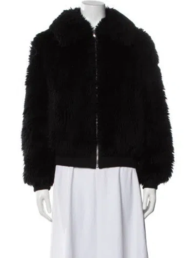 Pre-owned Yves Salomon Goat Fur Bomber Jacket In Black