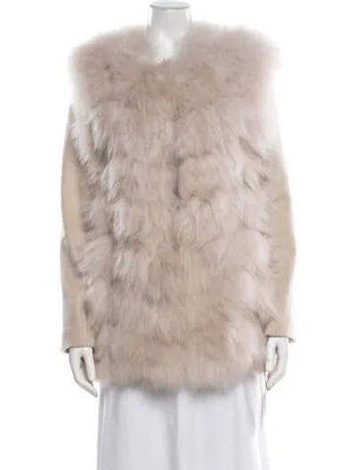 Pre-owned Yves Salomon Goat Fur Faux Fur Jacket W/ Tags In Neutral